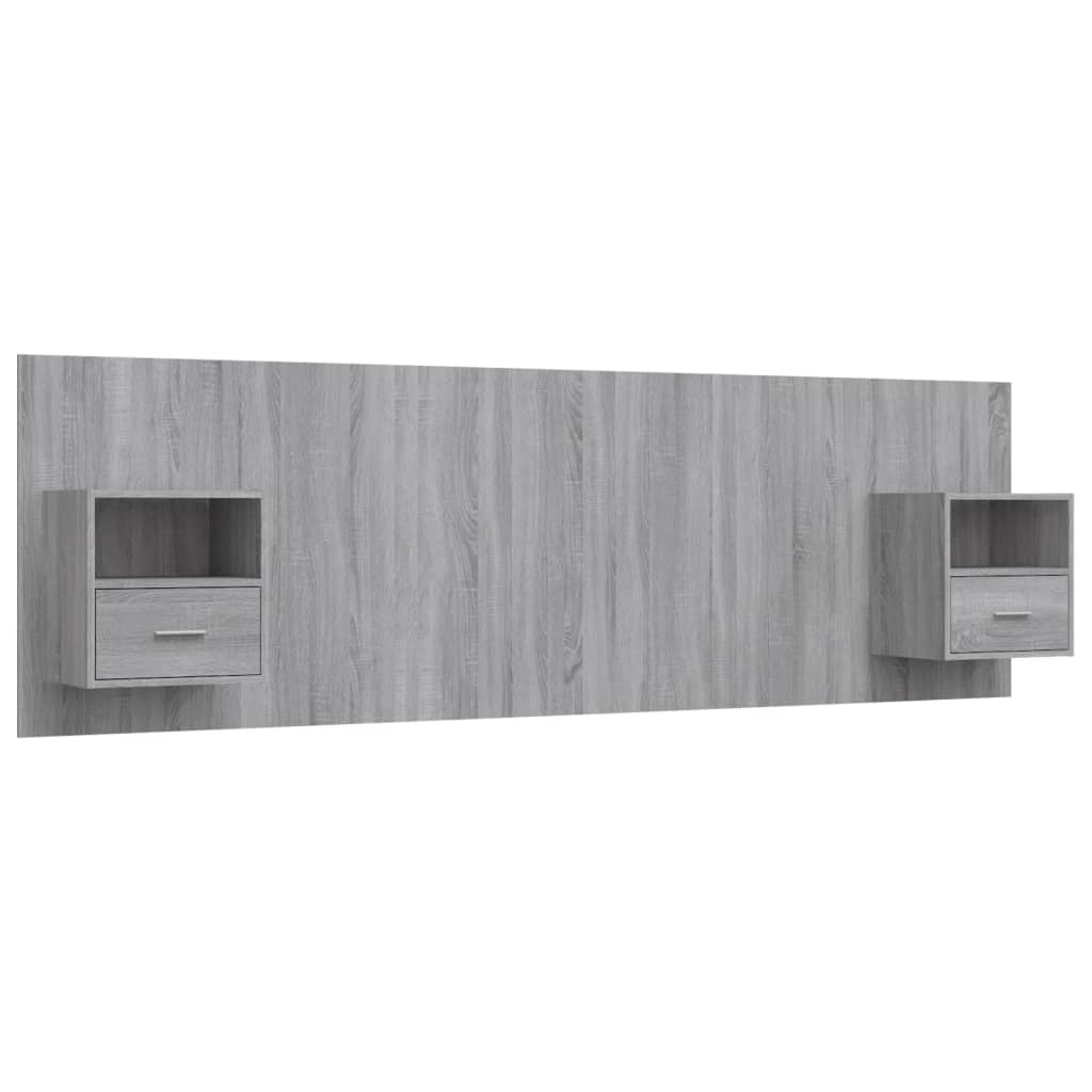 Bed Headboard with Cabinets Grey Sonoma Engineered Wood