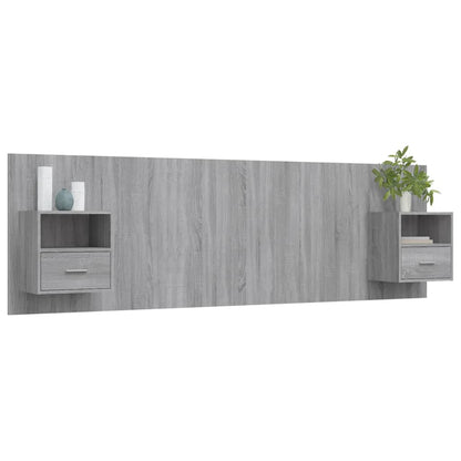 Bed Headboard with Cabinets Grey Sonoma Engineered Wood