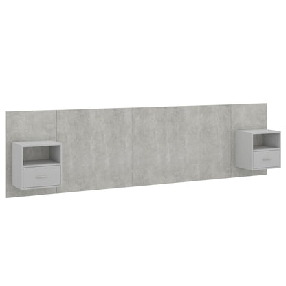 Bed Headboard with Cabinets Concrete Grey Engineered Wood