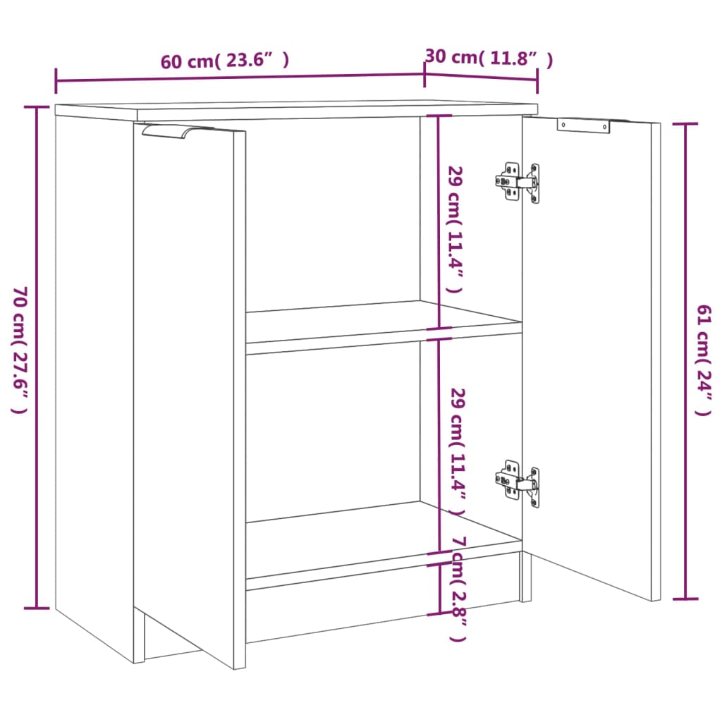 Sideboards 2 pcs Sonoma Oak 60x30x70 cm Engineered Wood