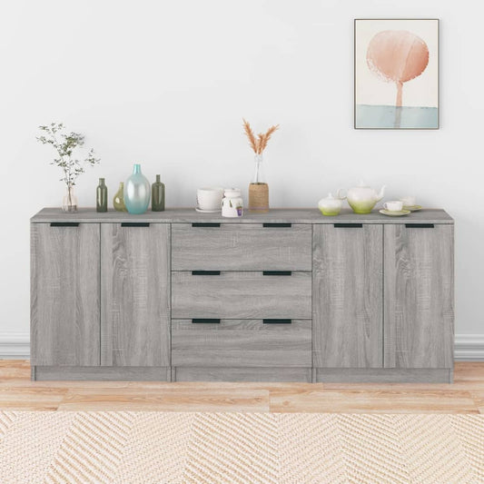 3 Piece Sideboards Grey Sonama Engineered Wood