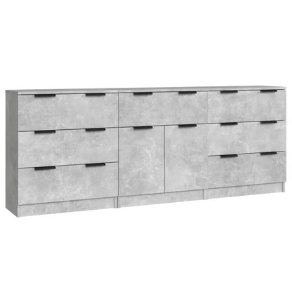 3 Piece Sideboards Concrete Grey Engineered Wood