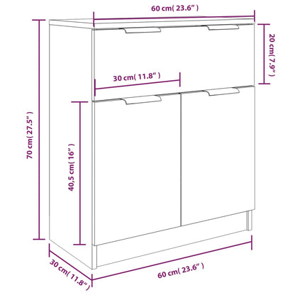 3 Piece Sideboards Concrete Grey Engineered Wood