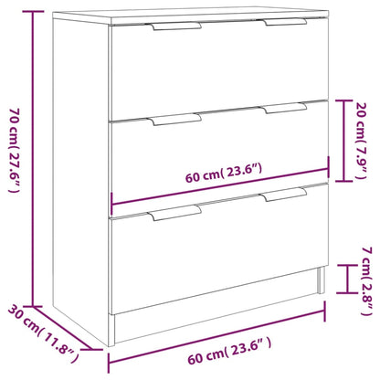 3 Piece Sideboards High Gloss White Engineered Wood