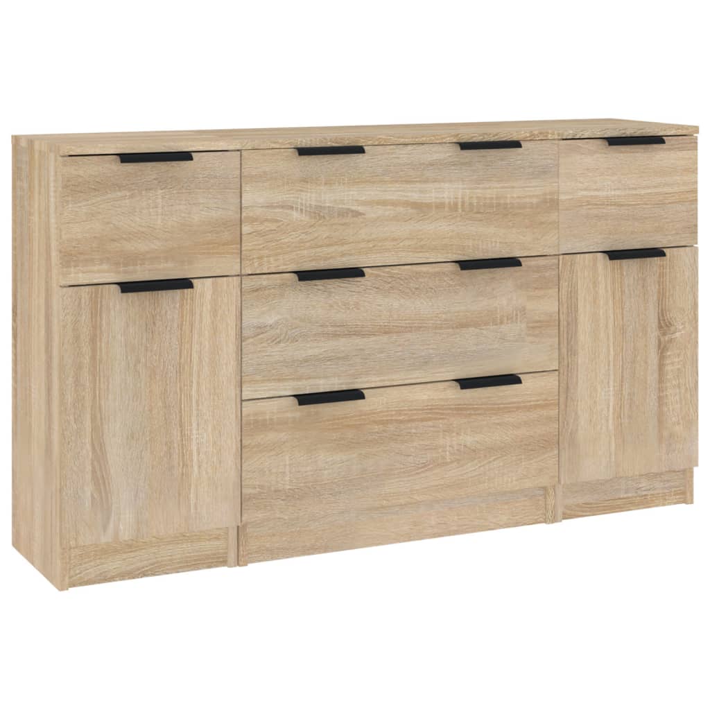 3 Piece Sideboard Set Sonoma Oak Engineered Wood