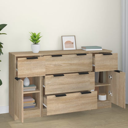 3 Piece Sideboard Set Sonoma Oak Engineered Wood