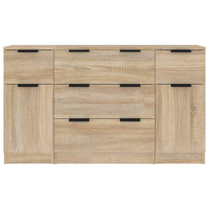 3 Piece Sideboard Set Sonoma Oak Engineered Wood