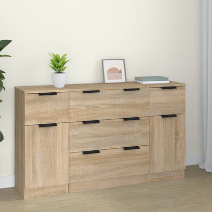 3 Piece Sideboard Set Sonoma Oak Engineered Wood