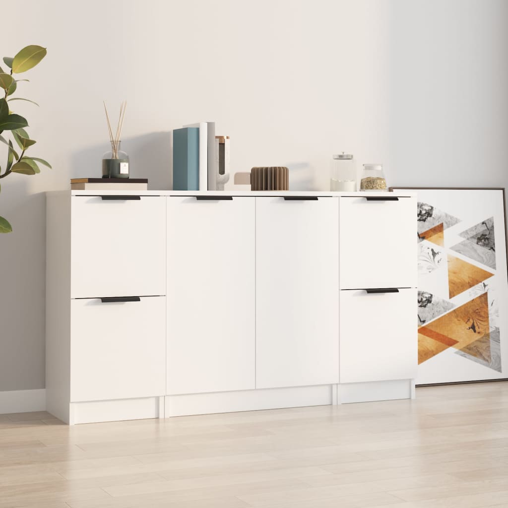 Sideboards 3 pcs White Engineered Wood