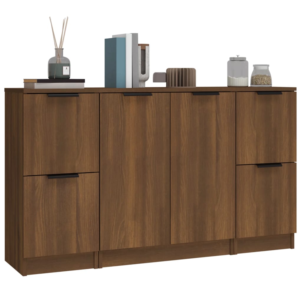 Sideboards 3 pcs Brown Oak Engineered Wood