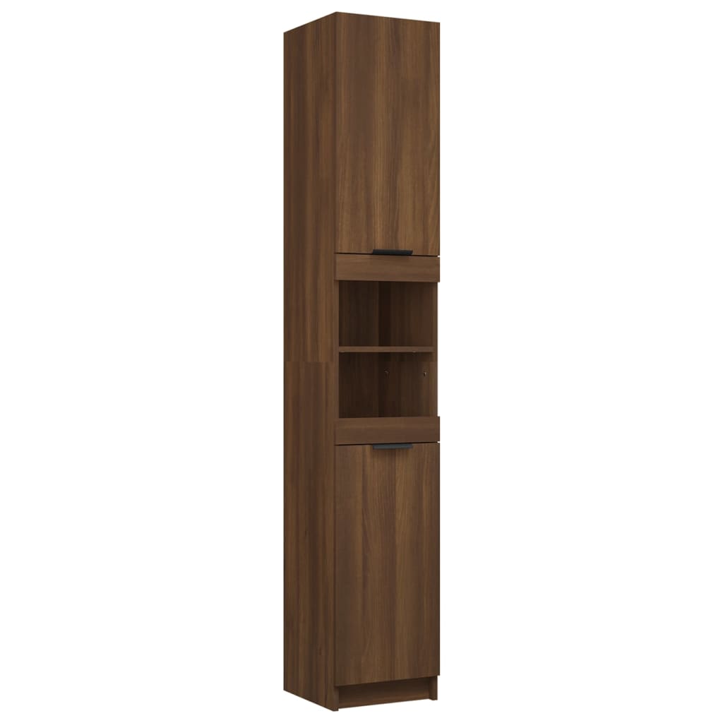 5 Piece Bathroom Cabinet Set Brown Oak Engineered Wood