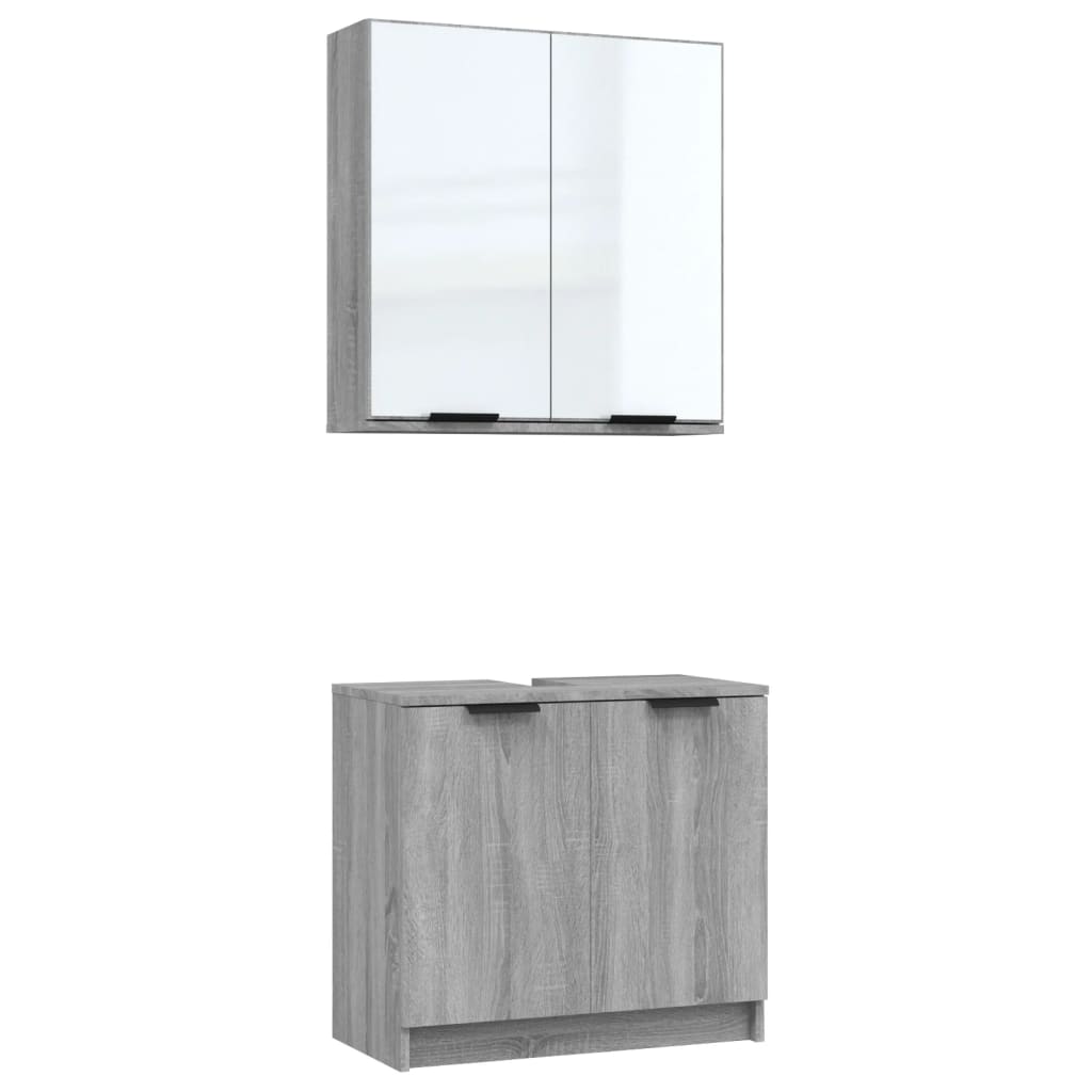 2 Piece Bathroom Cabinet Set Grey Sonoma Engineered Wood