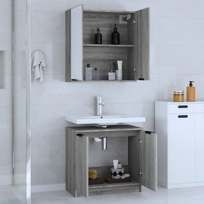 2 Piece Bathroom Cabinet Set Grey Sonoma Engineered Wood