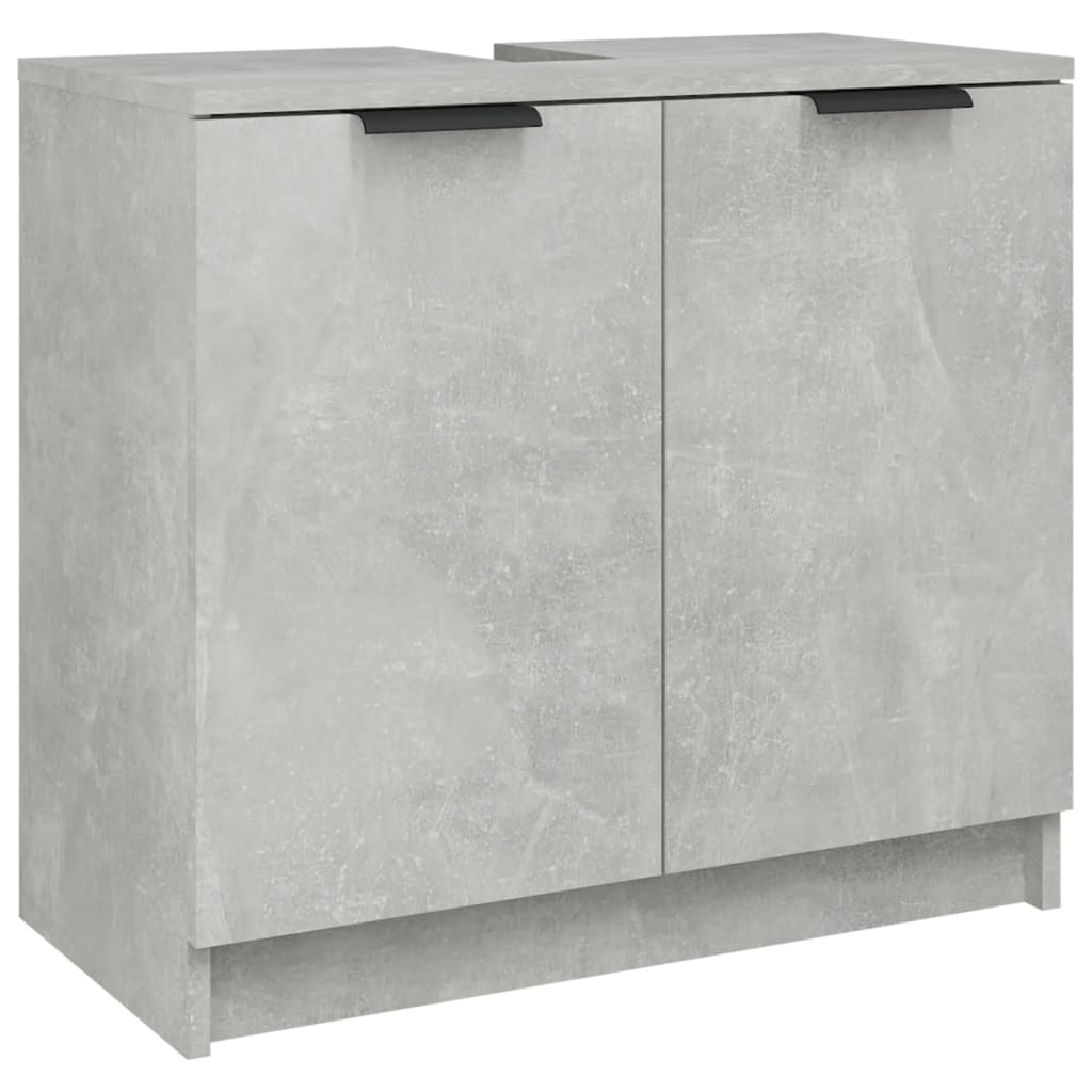 3 Piece Bathroom Cabinet Set Concrete Grey Engineered Wood