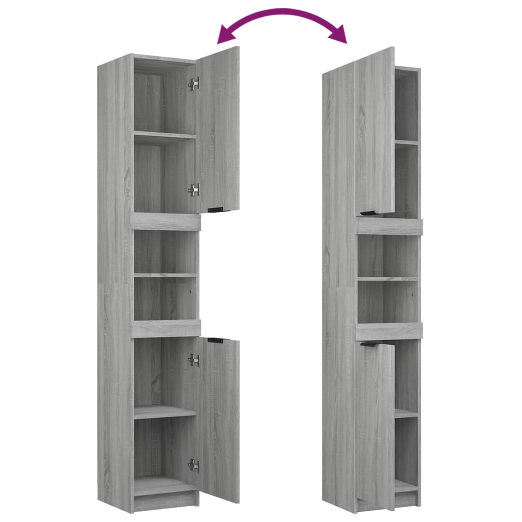 3 Piece Bathroom Cabinet Set Grey Sonoma Engineered Wood