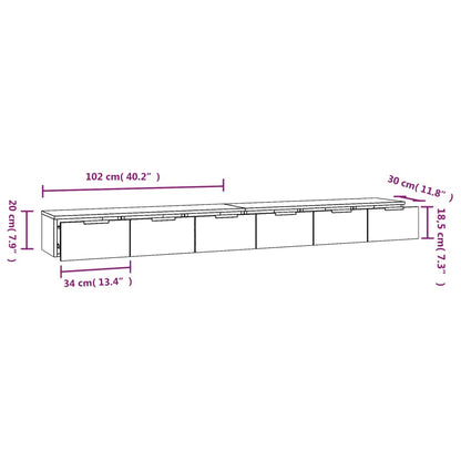 Wall Cabinets 2 pcs Black 102x30x20 cm Engineered Wood