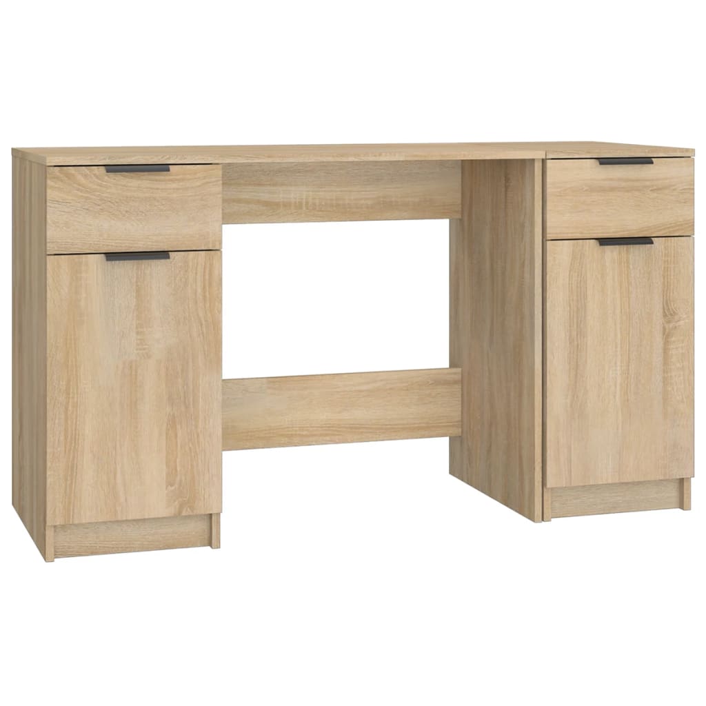 Desk with Side Cabinet Sonoma Oak Engineered Wood