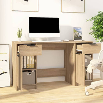 Desk with Side Cabinet Sonoma Oak Engineered Wood