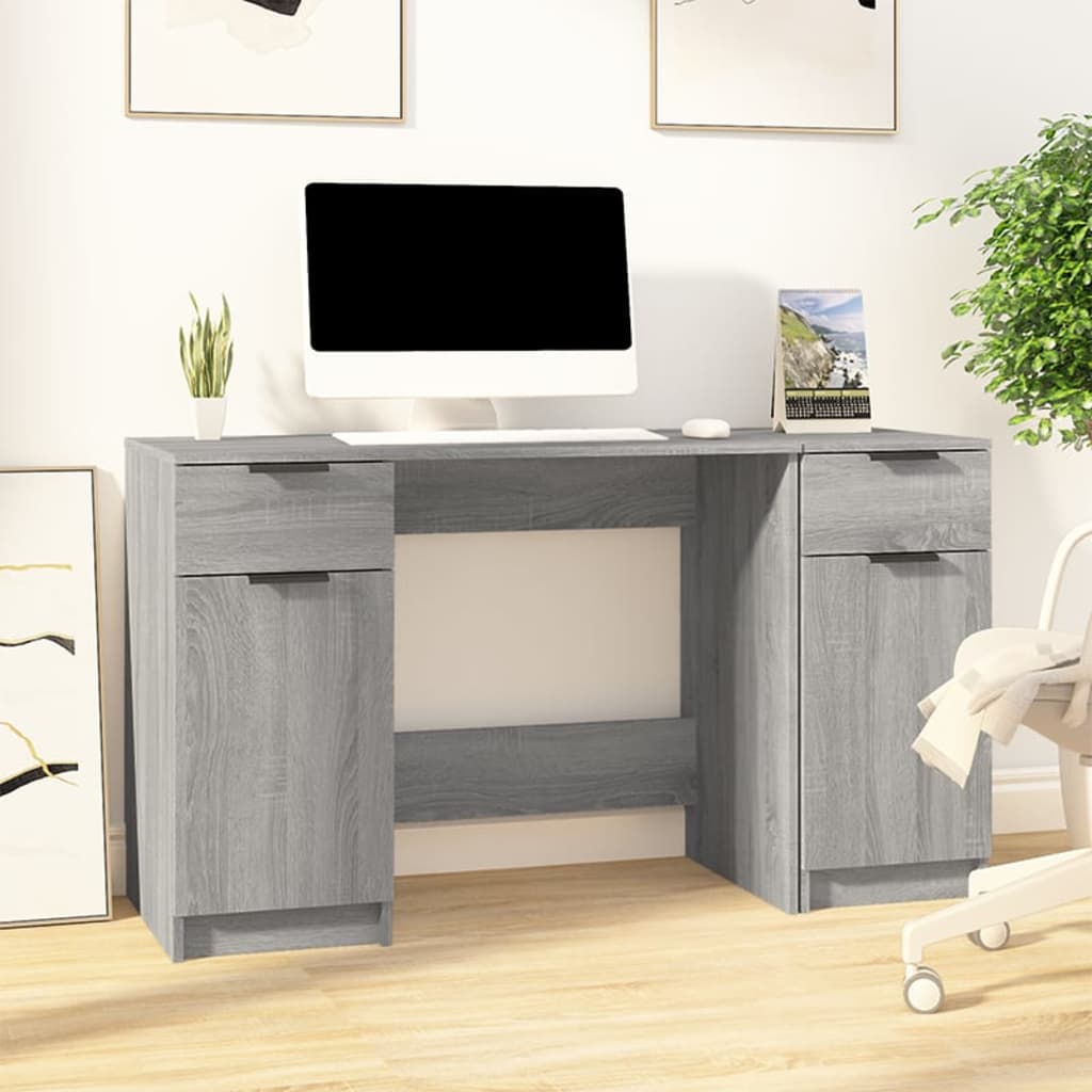 Desk with Side Cabinet Grey Sonoma Engineered Wood