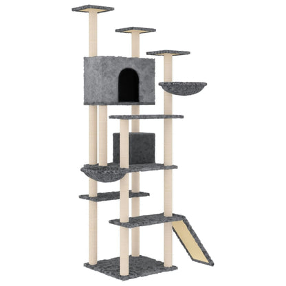 Cat Tree with Sisal Scratching Posts Dark Grey 191 cm