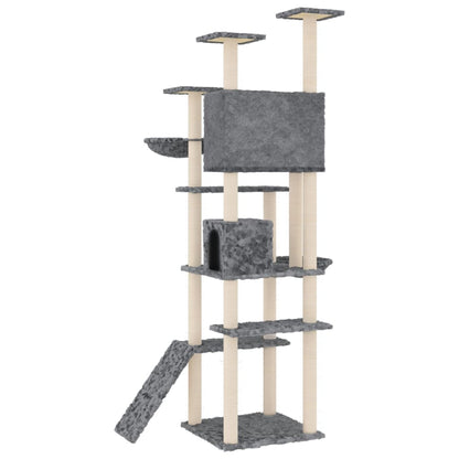 Cat Tree with Sisal Scratching Posts Dark Grey 191 cm