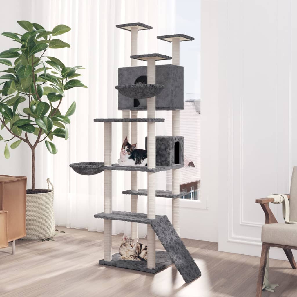 Cat Tree with Sisal Scratching Posts Dark Grey 191 cm