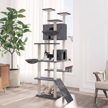 Cat Tree with Sisal Scratching Posts Dark Grey 191 cm