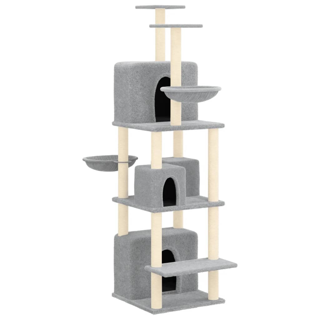 Cat Tree with Sisal Scratching Posts Light Grey 180 cm