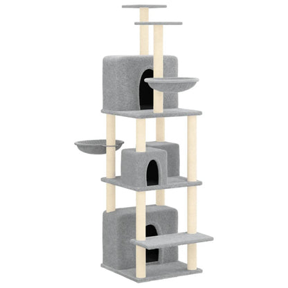 Cat Tree with Sisal Scratching Posts Light Grey 180 cm