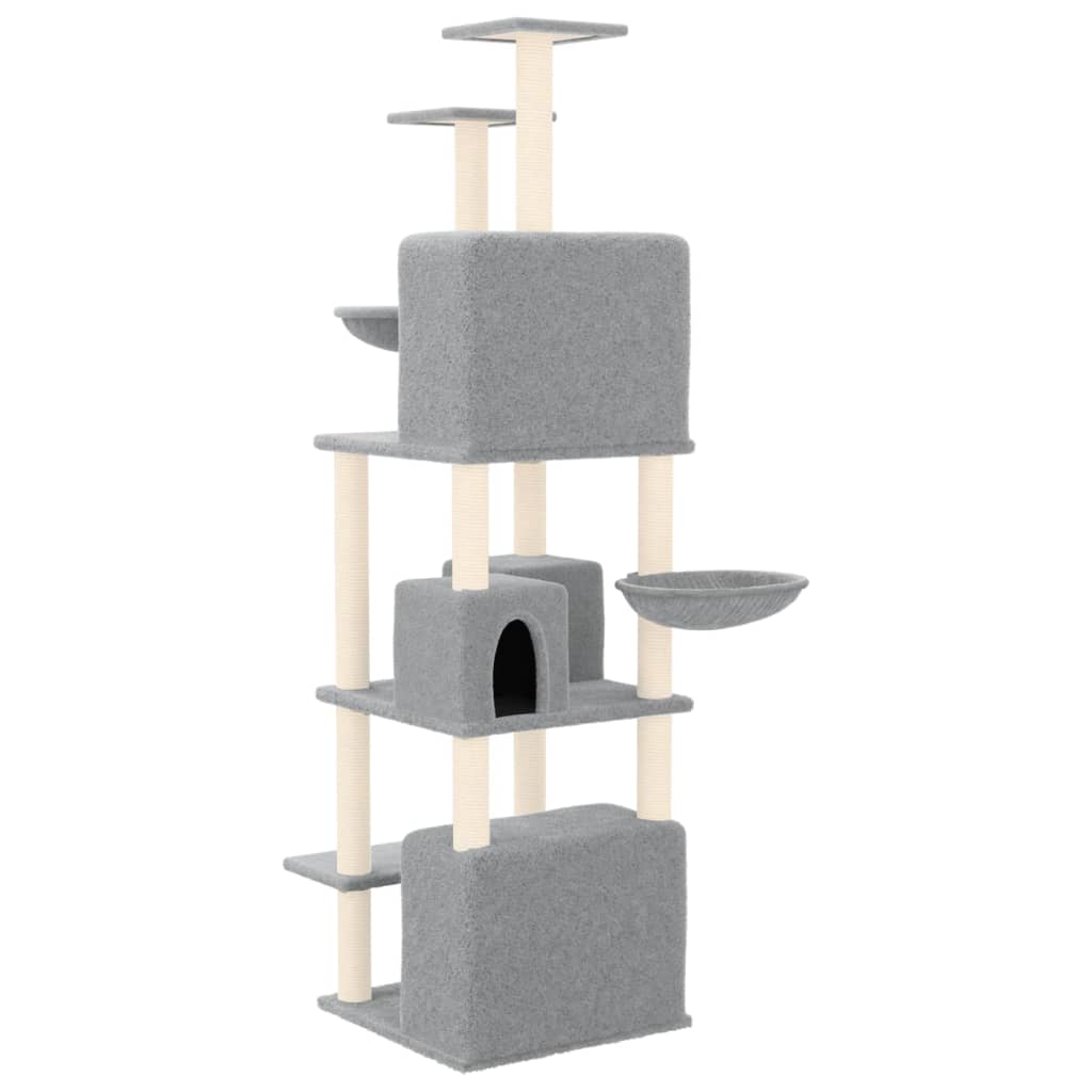 Cat Tree with Sisal Scratching Posts Light Grey 180 cm