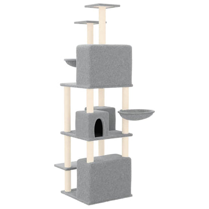 Cat Tree with Sisal Scratching Posts Light Grey 180 cm