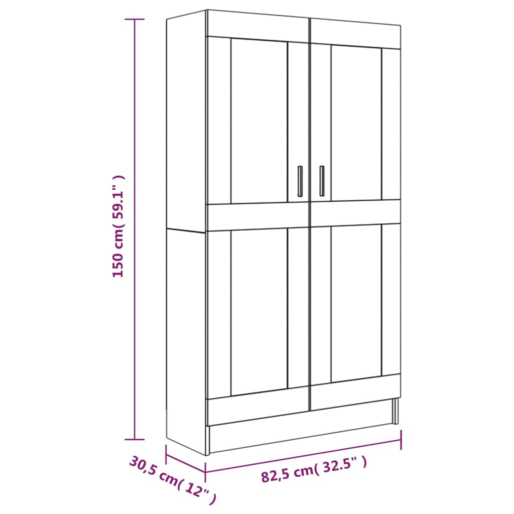 Book Cabinet Brown Oak 82.5x30.5x150 cm Engineered Wood