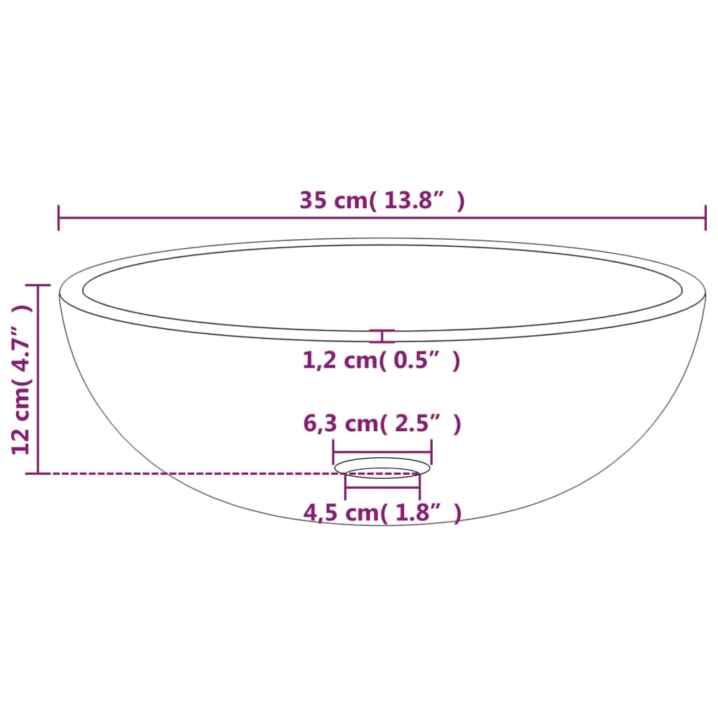 Basin Tempered Glass 35x12 cm Frosted