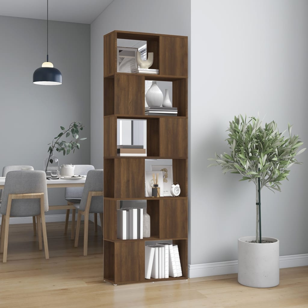 Book Cabinet/Room Divider Brown Oak 60x24x186 cm