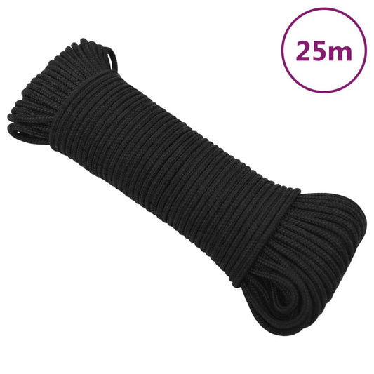 Boat Rope Full Black 3 mm 25 m Polypropylene