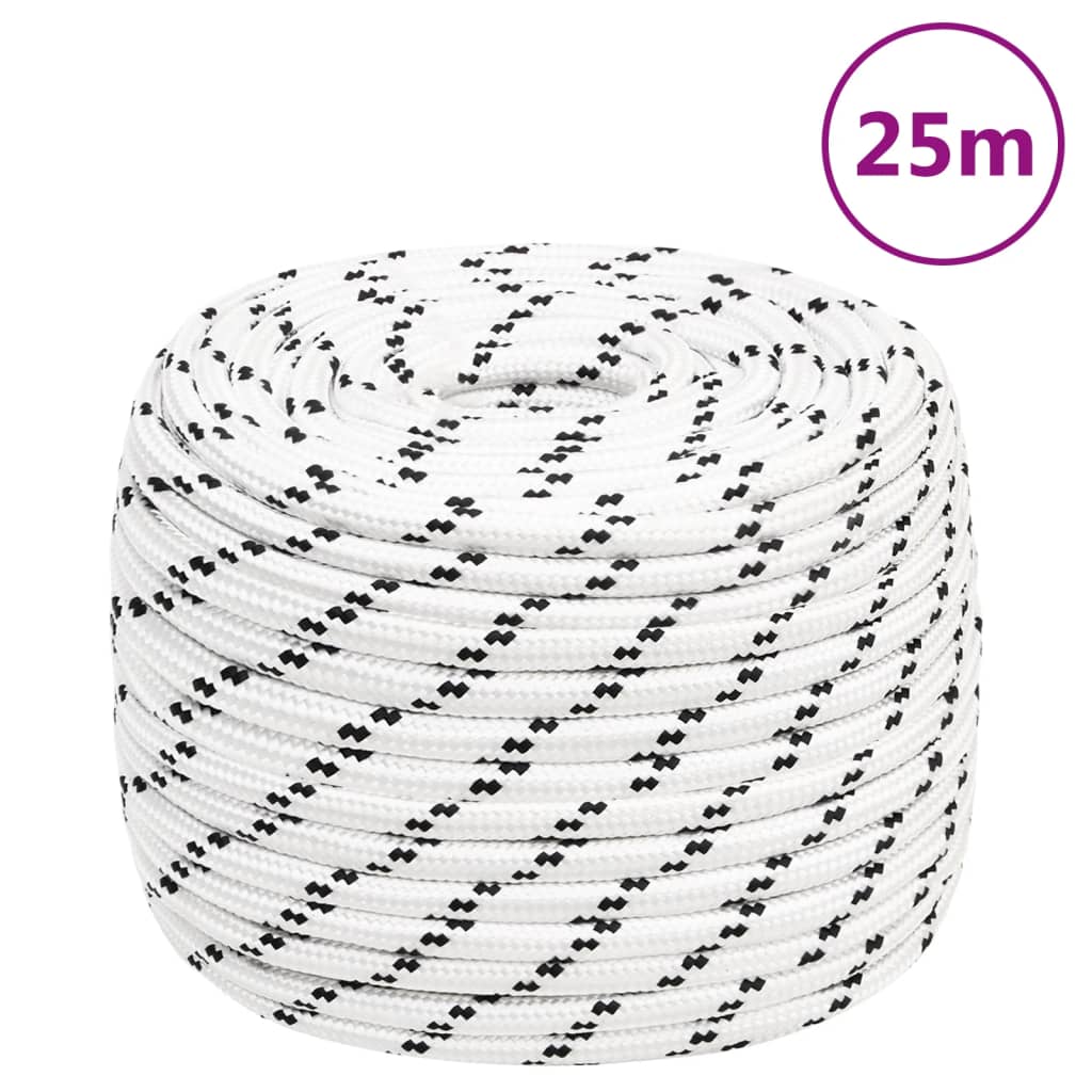 Braided Boat Rope White 12 mmx25 m Polyester