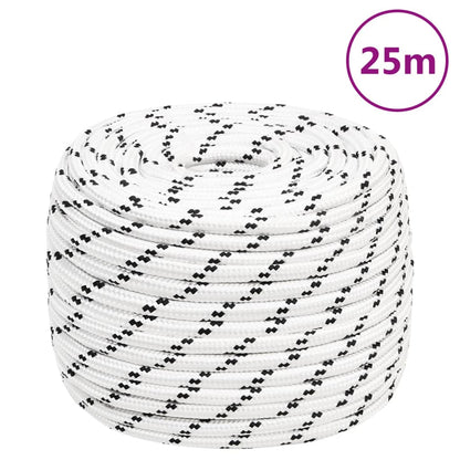 Braided Boat Rope White 12 mmx25 m Polyester