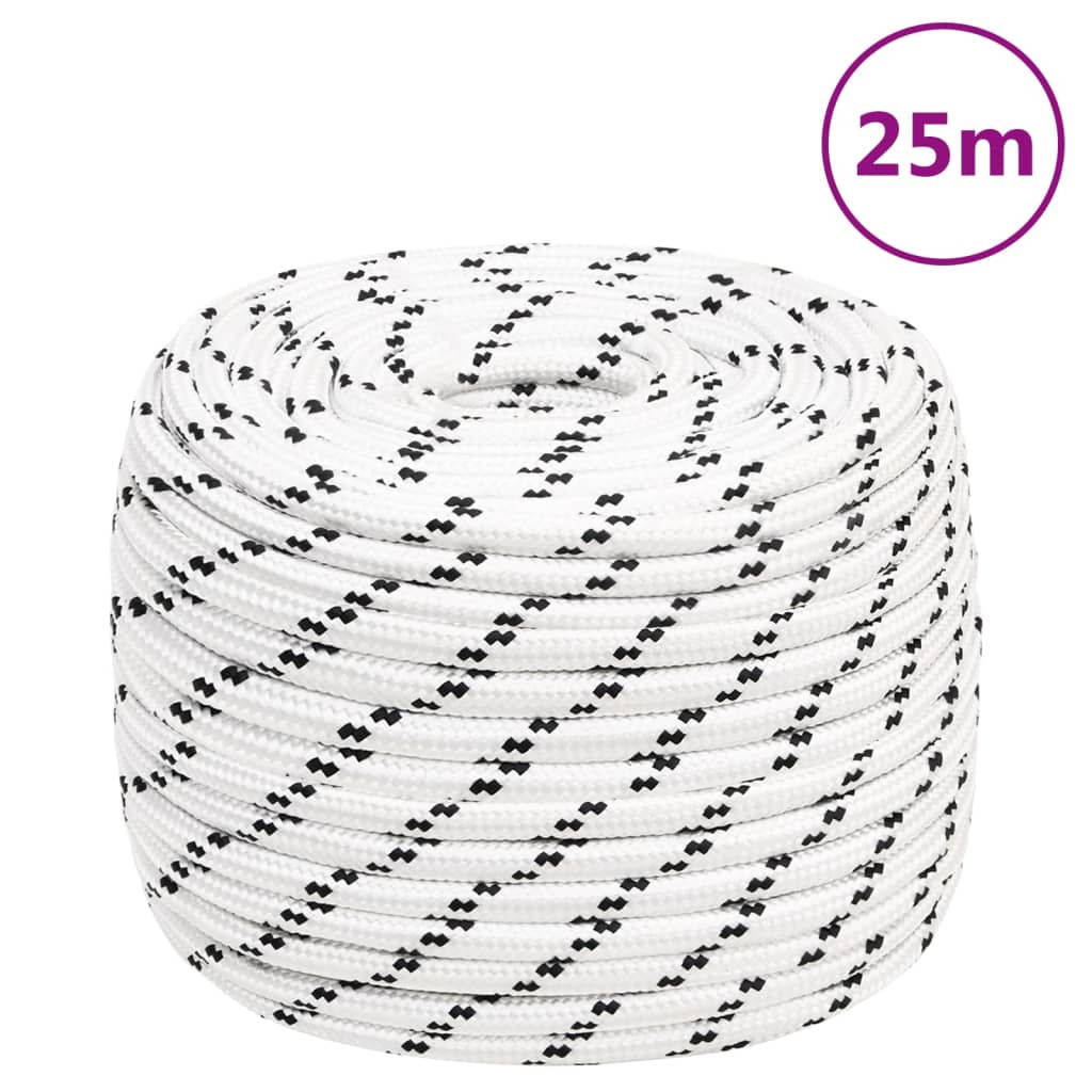 Braided Boat Rope White 14 mmx25 m Polyester