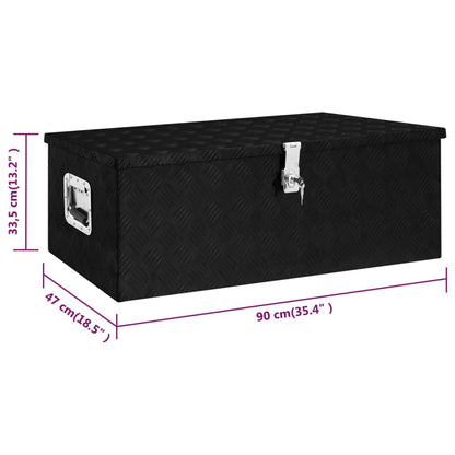 Storage Box Black 90x47x33.5 cm Aluminium