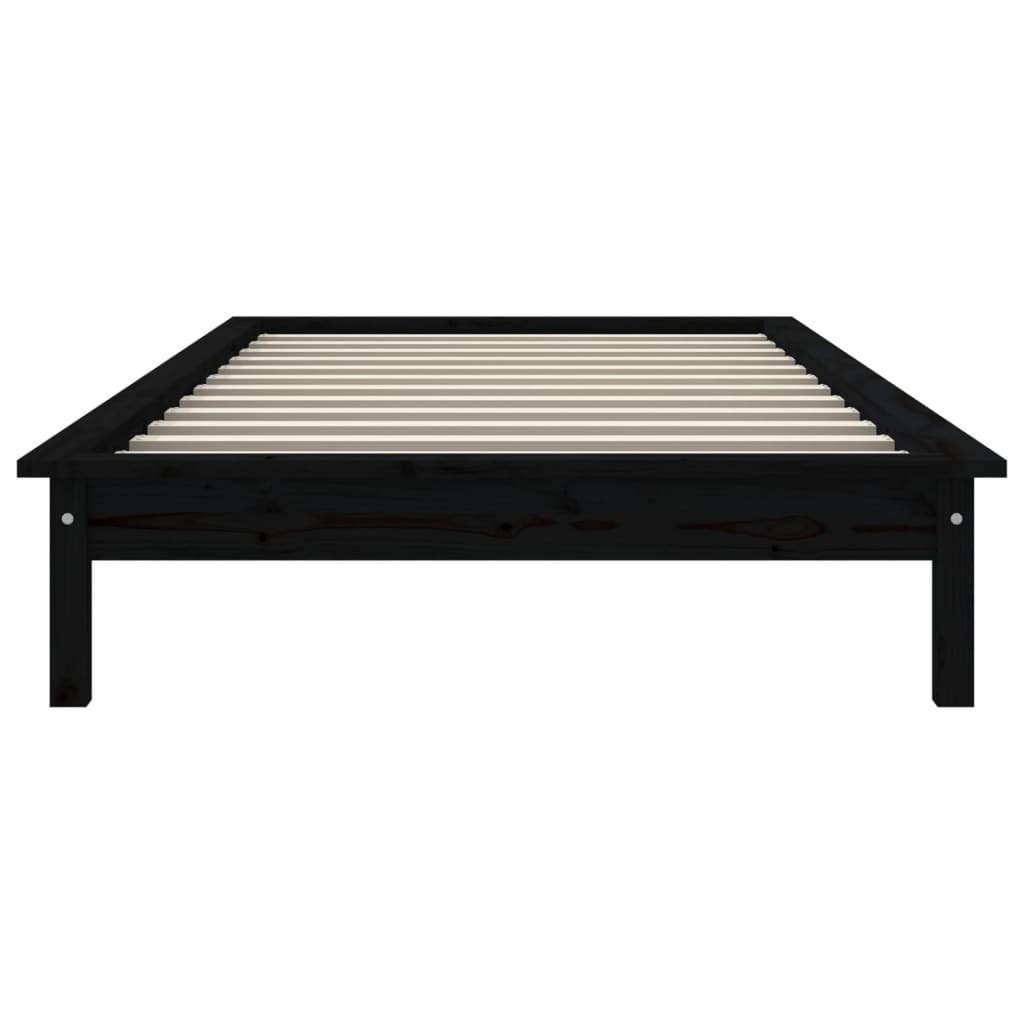 Bed Frame Black 90x200 cm Solid Wood Pine