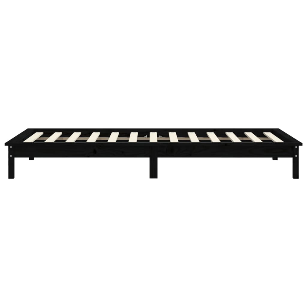 Bed Frame Black 90x200 cm Solid Wood Pine