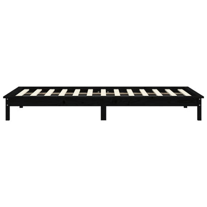 Bed Frame Black 90x200 cm Solid Wood Pine