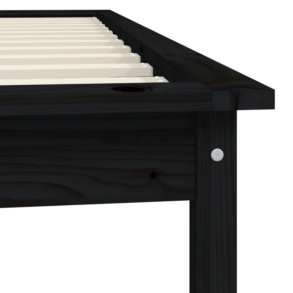 Bed Frame Black 90x200 cm Solid Wood Pine