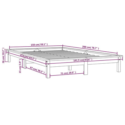 Bed Frame 150x200 cm King Size Solid Wood Pine