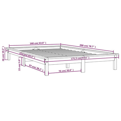 Bed Frame White 160x200 cm Solid Wood Pine