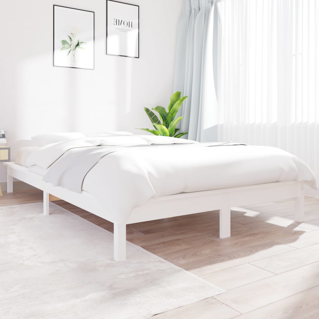 Bed Frame White 160x200 cm Solid Wood Pine