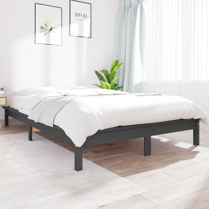 Bed Frame Grey 160x200 cm Solid Wood Pine