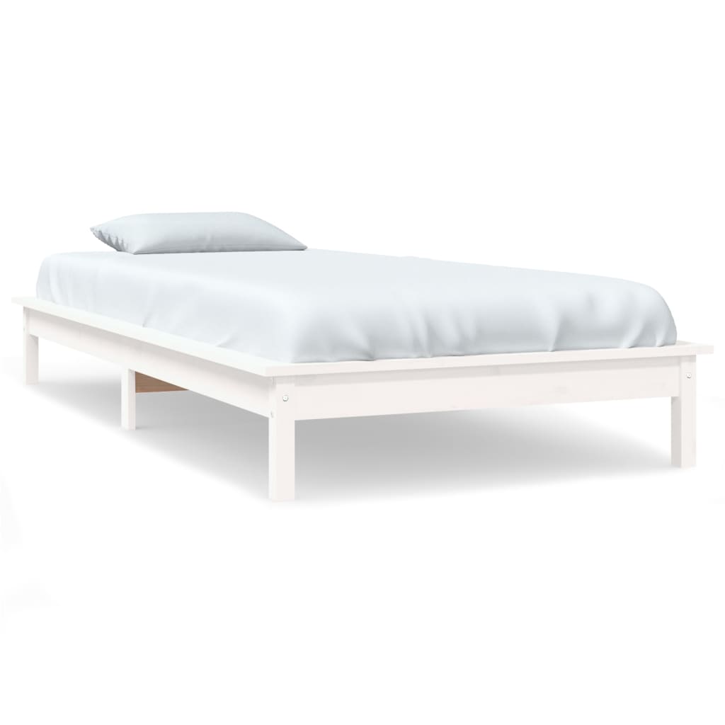 Bed Frame White 90x190 cm Single Solid Wood Pine