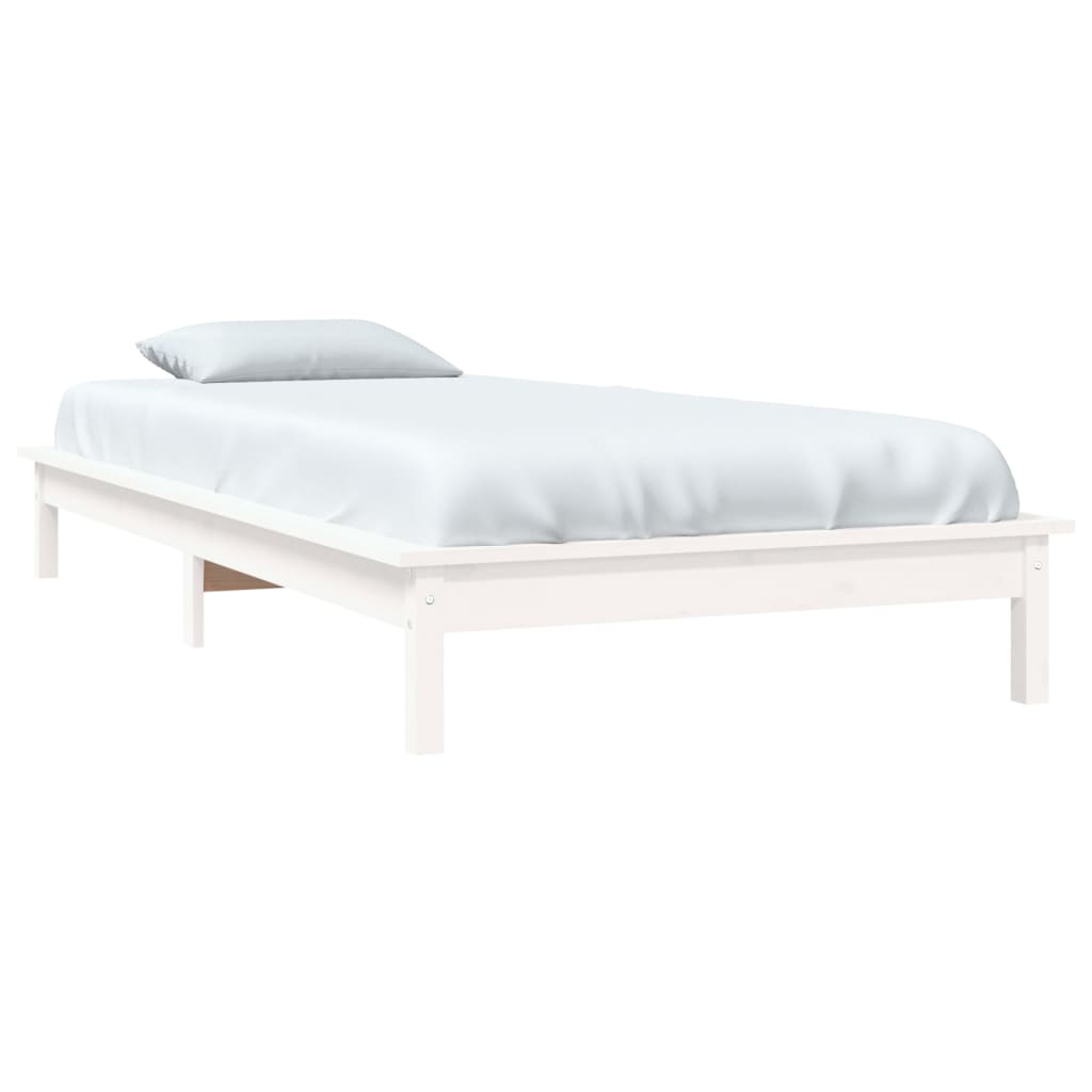 Bed Frame White 90x190 cm Single Solid Wood Pine