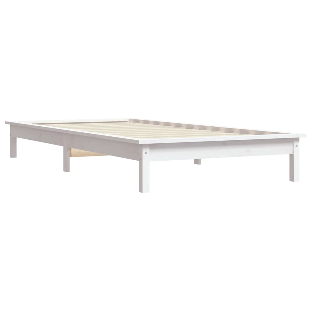 Bed Frame White 90x190 cm Single Solid Wood Pine